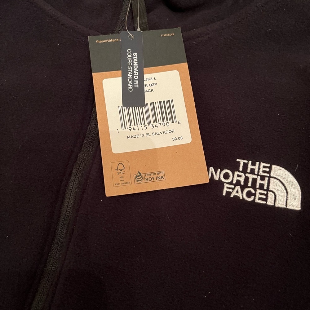 North Face TKA Fleece 1/4 Zip Black - Large
